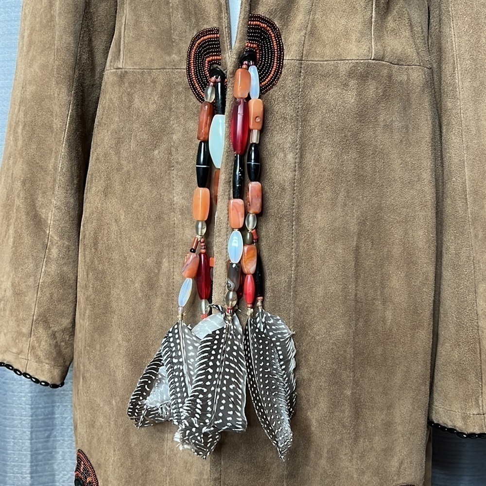 **SOLD** ANNA TRZEBINSKI NTITO COAT TAN SUEDE DUSTER - Picture 5 of 14